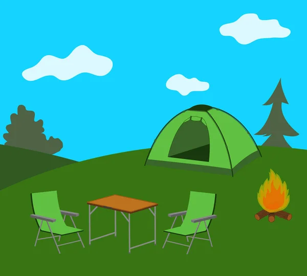 Vektor Illustration Für Den Campingurlaub — Stockvektor