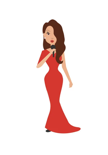 Beautiful Girl Red Dress — Stock Vector