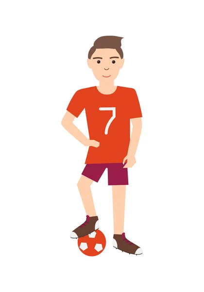 Vector Ilustración Joven Jugador Fútbol — Vector de stock