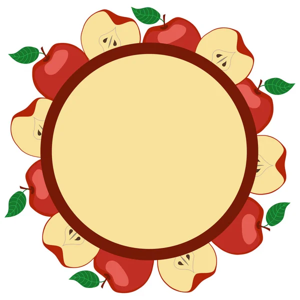 Векторна Ілюстрація Рамки Червоними Яблуками — стоковий вектор