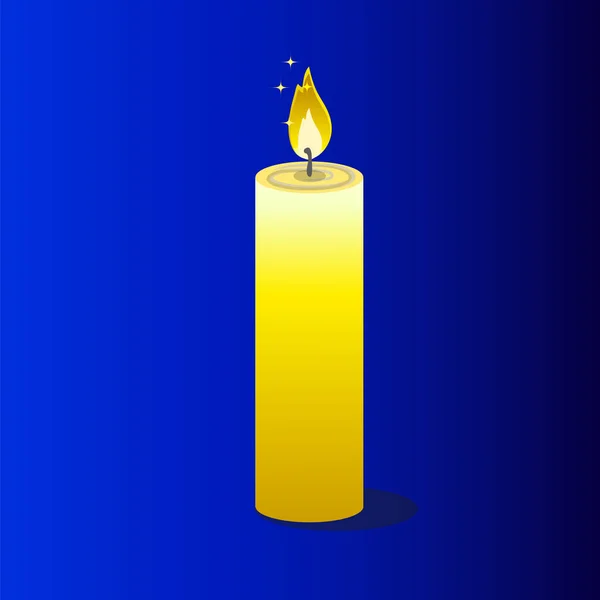 Горящая Свеча Синем Фоне — стоковый вектор