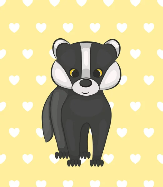 Roztomilý Panda Žlutém Pozadí Srdcem — Stockový vektor