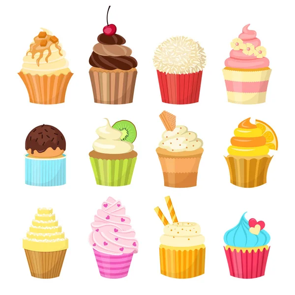 Set Different Desserts Cakes — Stock Vector