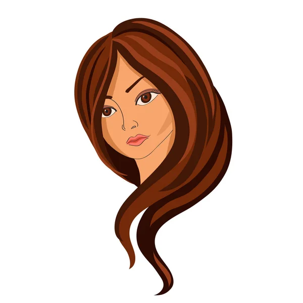 Beautiful Woman Face Long Hair — Stock Vector