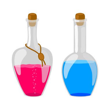 İki cam şişenin vektör çizimi