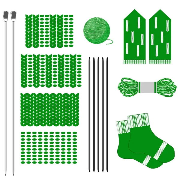 Ensemble Vectoriel Vêtements Tricotés Verts — Image vectorielle