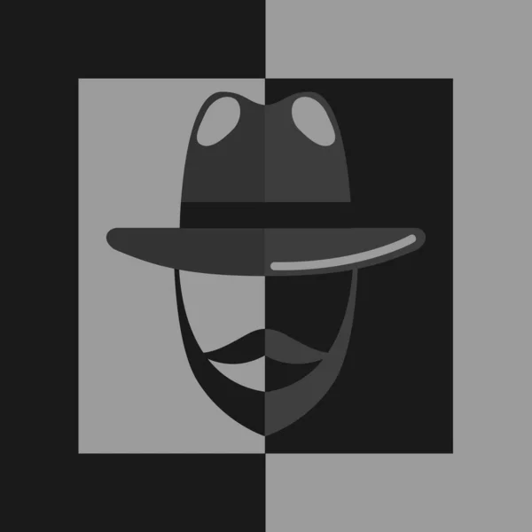 Vector Illustration Bearded Man Hat Spy —  Vetores de Stock