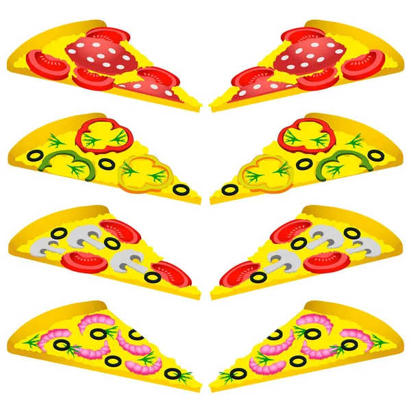 Illustration Vectorielle Ensemble Différentes Pizzas — Image vectorielle