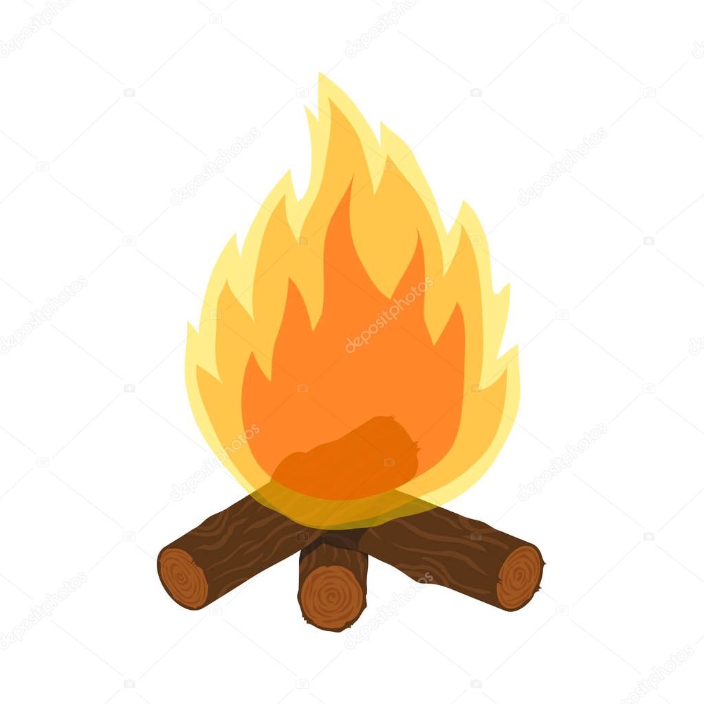 bonfire icon in cartoon style isolated on white background vector illustration