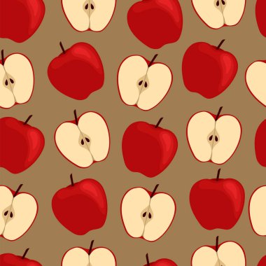 Kırmızı elmalarla pürüzsüz desenlerin vektör çizimi 