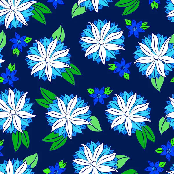 Motif Abstrait Sans Couture Avec Des Fleurs Bleues — Image vectorielle