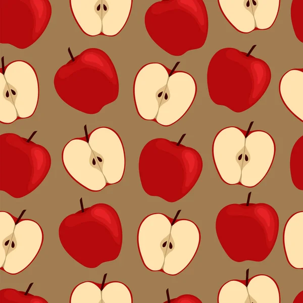 Διανυσματική Απεικόνιση Της Αδιάλειπτης Μοτίβο Κόκκινα Μήλα — Διανυσματικό Αρχείο