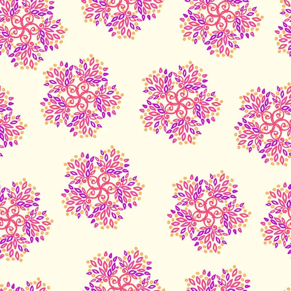 Seamless Pattern Flowers Leaves Vector Illustration — Stock Vector