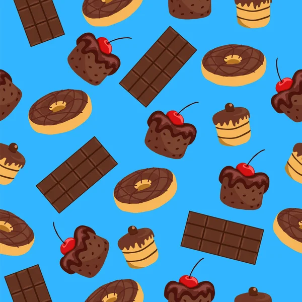 Motif Sans Couture Avec Des Chocolats Des Bonbons — Image vectorielle