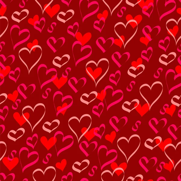 Seamless Pattern Red Hearts — Stock Vector