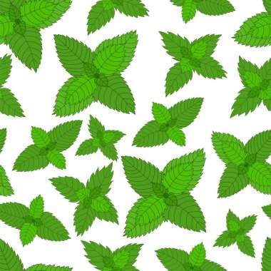 Yeşil nane yapraklı pürüzsüz desen