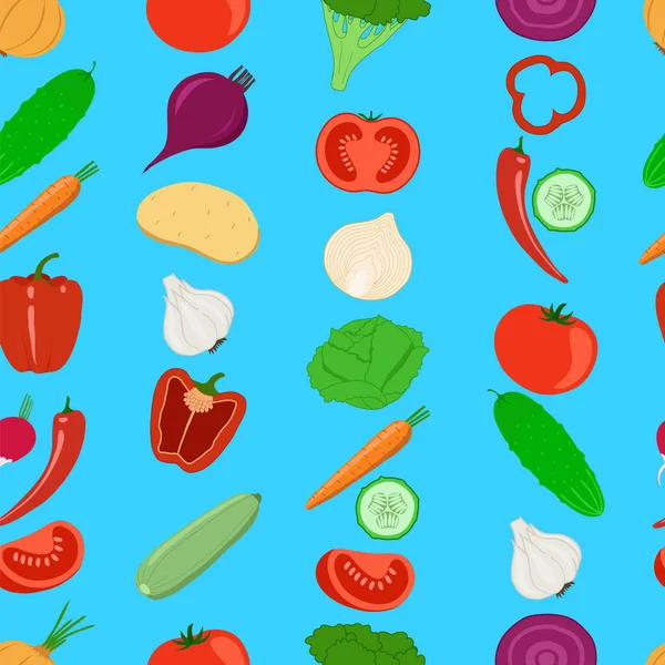 Tasarımınız Için Çeşitli Sebzelerle Kusursuz Desen — Stok Vektör