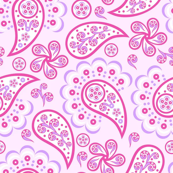 Patrón Sin Costuras Con Flores Paisley Rosa — Vector de stock