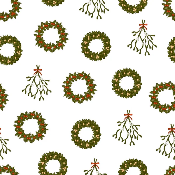 Рождество Бесшовный Узор Декоративными Элементами — стоковый вектор