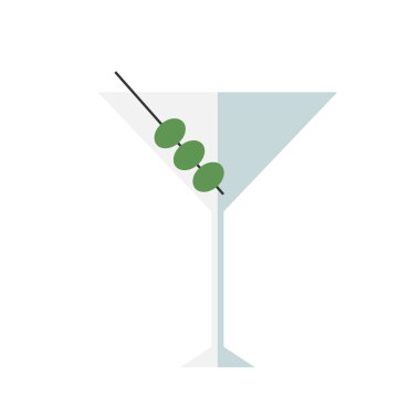 Martini kokteyli ikonu. Web için şarap kadehi vektör simgelerinin düz çizimi