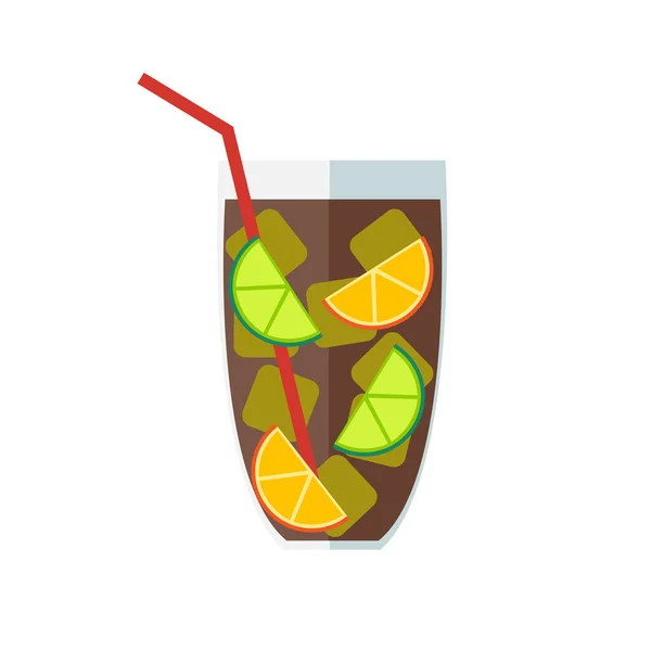 Icono Copa Cóctel Ilustración Plana Iconos Vectoriales Limonada Tropical Para — Vector de stock