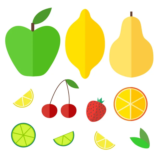 Set Frutta Bacche Icone — Vettoriale Stock