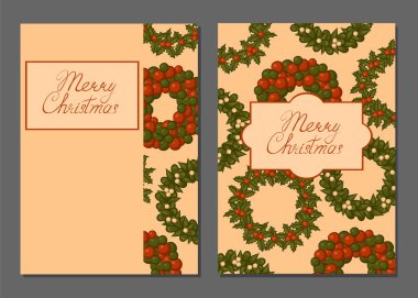   Çiçekli Noel tebrik kartları.