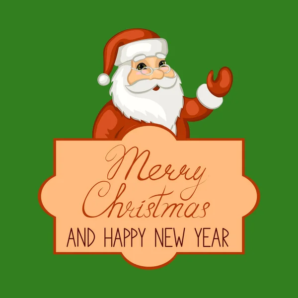 Vecteur Joyeux Noël Carte Vœux Avec Dessin Animé Père Noël — Image vectorielle