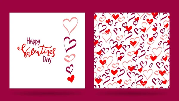 Feliz Dia Dos Namorados Conjunto Modelos Cartão Saudação Padrão Sem — Vetor de Stock