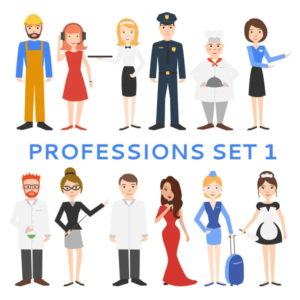 Profesiones, uniformes, trabajo. Conjunto de iconos vectoriales . — Vector de stock