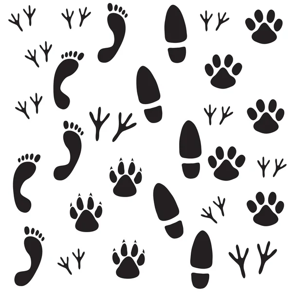 Black footprints on a white background. — Stock Vector