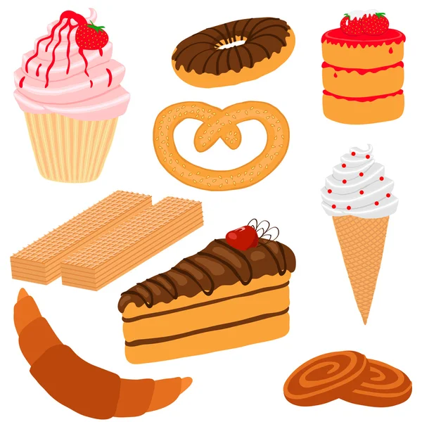 Confection, dessert, pastries. — Stock Vector