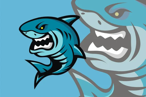 Logo Mascot Shark Azul Angry — Archivo Imágenes Vectoriales