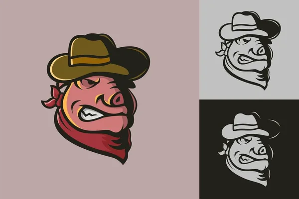 Cochon Portant Chapeau Cow Boy — Image vectorielle