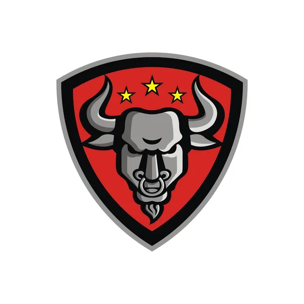 Logo Mascota Cabeza Toro Escudo — Archivo Imágenes Vectoriales