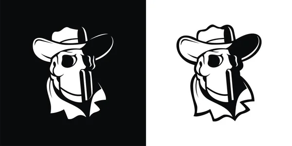 Cowboy Skull Line Art Logo Suitable Identity Logos Brands Teams — 스톡 벡터