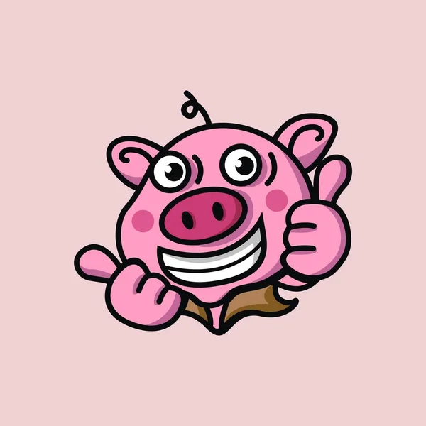 Vector Illustration Funny Pig Laughing Mascot Logo Suitable Team Logos — Image vectorielle