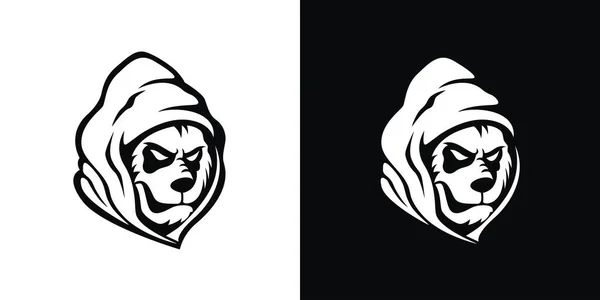 Vector Illustration Hooded Panda Head Mascot Character Suitable Identity Logos — стоковый вектор