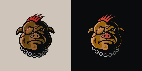 Logo Mascotte Cochon Punk Rock Adapté Aux Logos Marque Logos — Image vectorielle