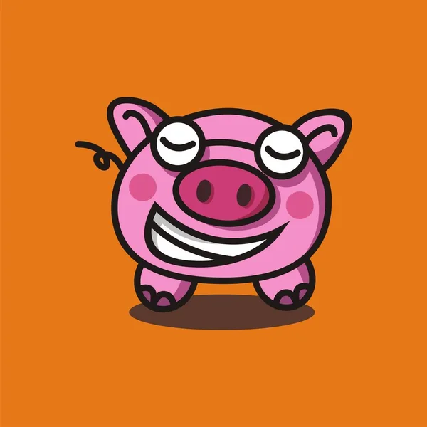 Adorable Mascotte Cochon Souriant — Image vectorielle