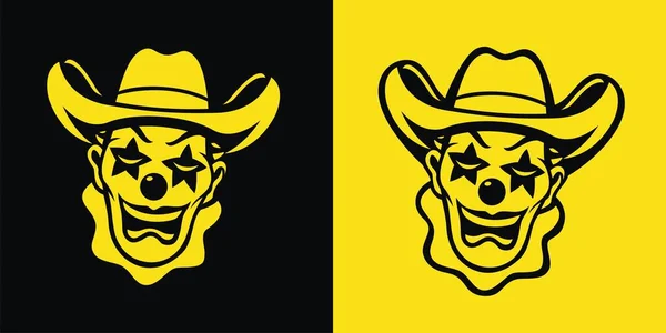 Silueta Negra Amarilla Una Cabeza Vaquero Payaso Adecuada Para Logotipos — Archivo Imágenes Vectoriales