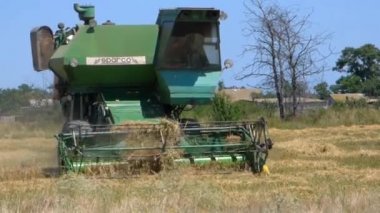 Stepanovka. Ukrayna. Temmuz 20, 2015:Combine alanında. Hasat