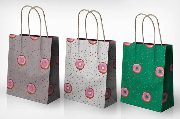 Ensemble Donut Motif Coloré — Image vectorielle