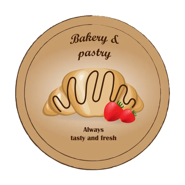 Logo Boulangerie Pâtisserie Ronde Avec Croissant — Image vectorielle