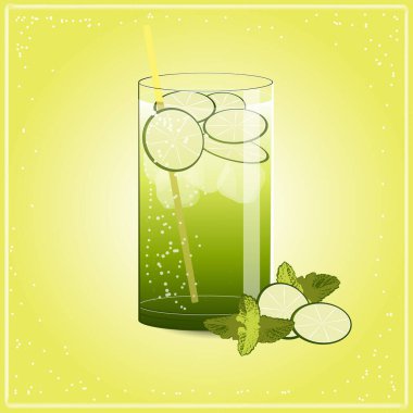 Büyük bardakta mojito limonata.