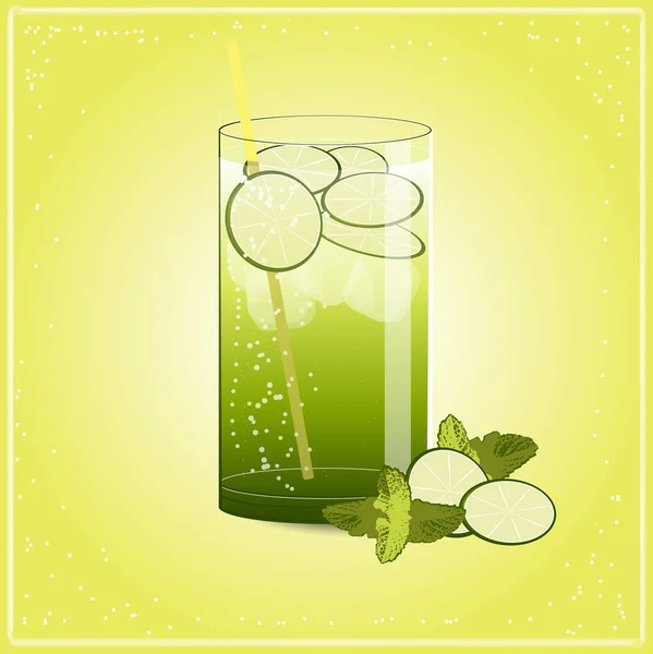 Limonada Mojito Vaso Alto — Vector de stock