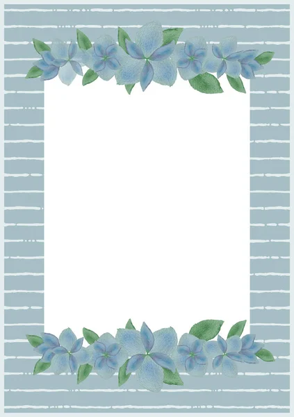 Delicate Frame Background Blue Flowers Watercolor — Stock Photo, Image