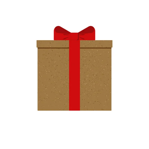 Δώρο Κουτί Κραφτ Κόκκινο Φιόγκο — Διανυσματικό Αρχείο