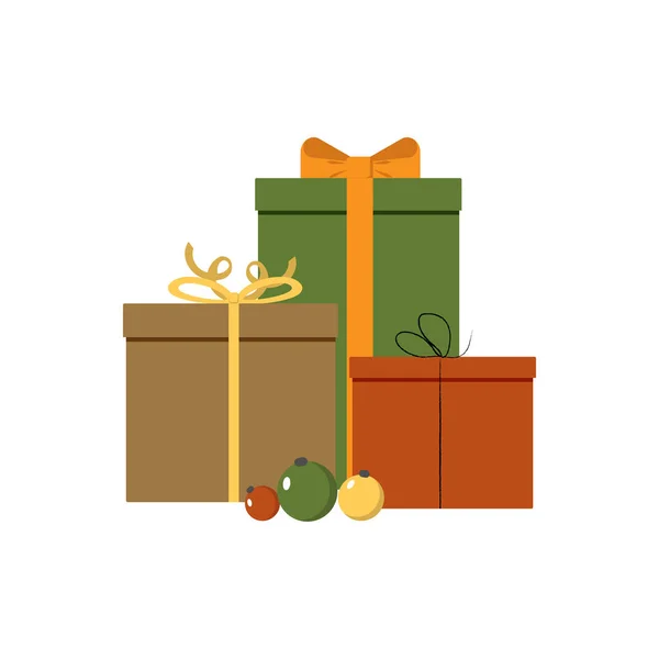 Χριστουγεννιάτικα Δώρα Για Νέο Έτος Κουτιά Μια Όμορφη Συσκευασία Φιόγκους — Διανυσματικό Αρχείο
