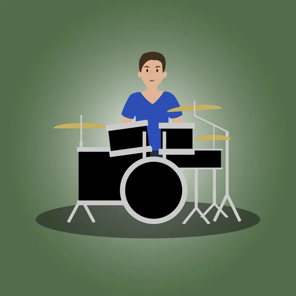 Bateria ícone de música e baterista — Vetor de Stock